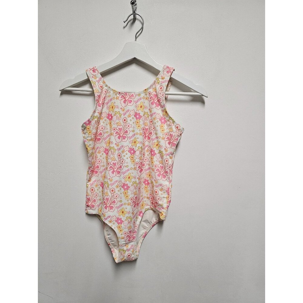 Girls Barbie Floral One-Piece Swimsuit Kids Size 11/12
